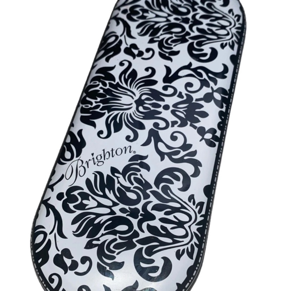 BRIGHTON Black & White Filigree SUNGLASSES Eyeglasses Storage‎ CASE Tin EMPTY